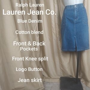 SOLD🚫🚫🚫Vintage Ralph Lauren front split denim skirt